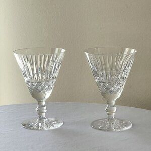 Waterford Tramore Water Goblets Set of 2 Crystal Footed Glasses 5 5/8" Tall